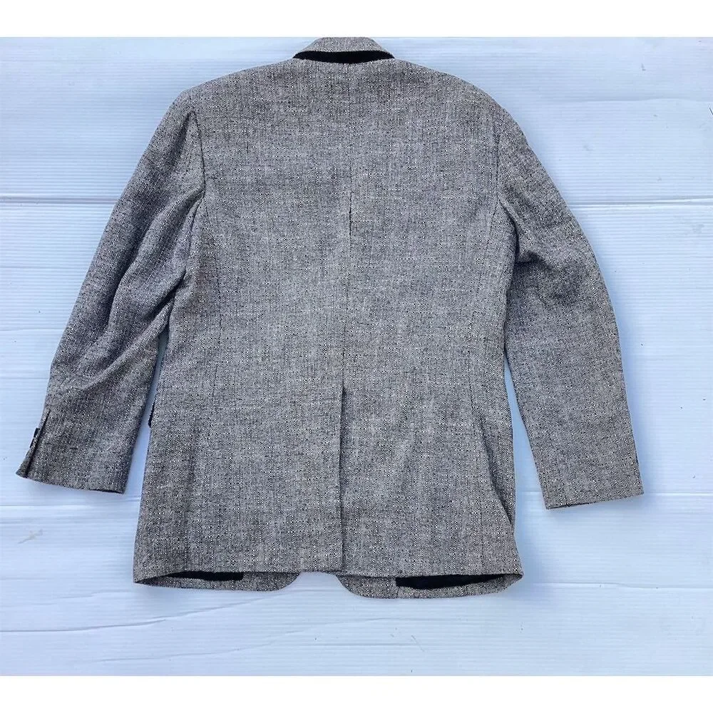 Vintage Hill & Archer Men's Gray Wool Tweed Blazer Size 42 L‎ Herringbone